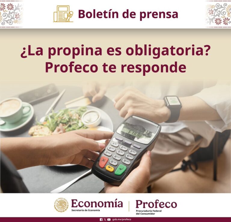 La propina ¿es obligatoria? Esto dice la Profeco