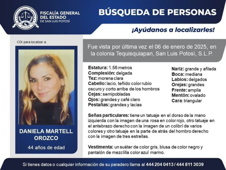 Daniela Martell no ha sido localizada: Fiscalía