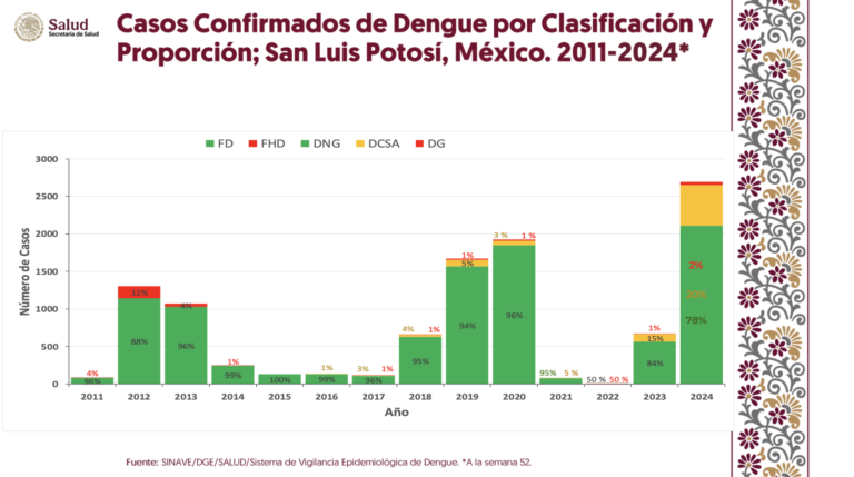 SLP cerró el 2024 con 360 % más casos de dengue que en 2023