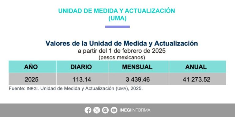 Anuncia Inegi el valor de la UMA para 2025