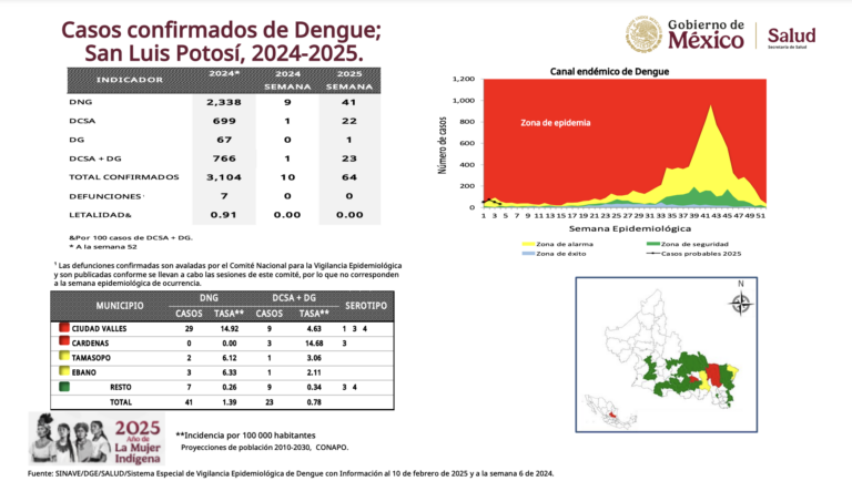 SLP, con seis veces más casos de dengue que en 2024