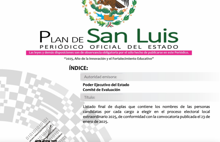 Publican en el Periódico Oficial del Estado las duplas para elección del Poder Judicial