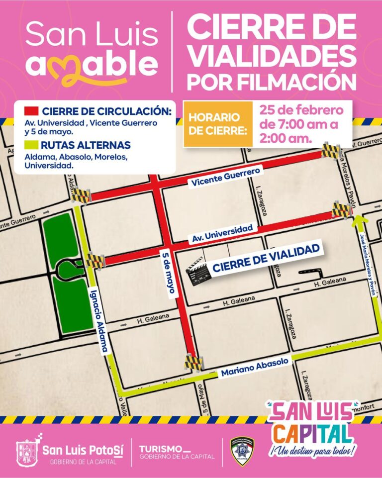 Advierten sobre cierres viales en el Centro Histórico por filmaciones