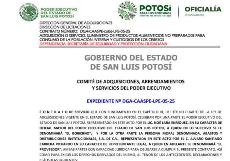 Alimentos para custodios e internos le cuestan al gobierno de SLP más de 59 millones de pesos