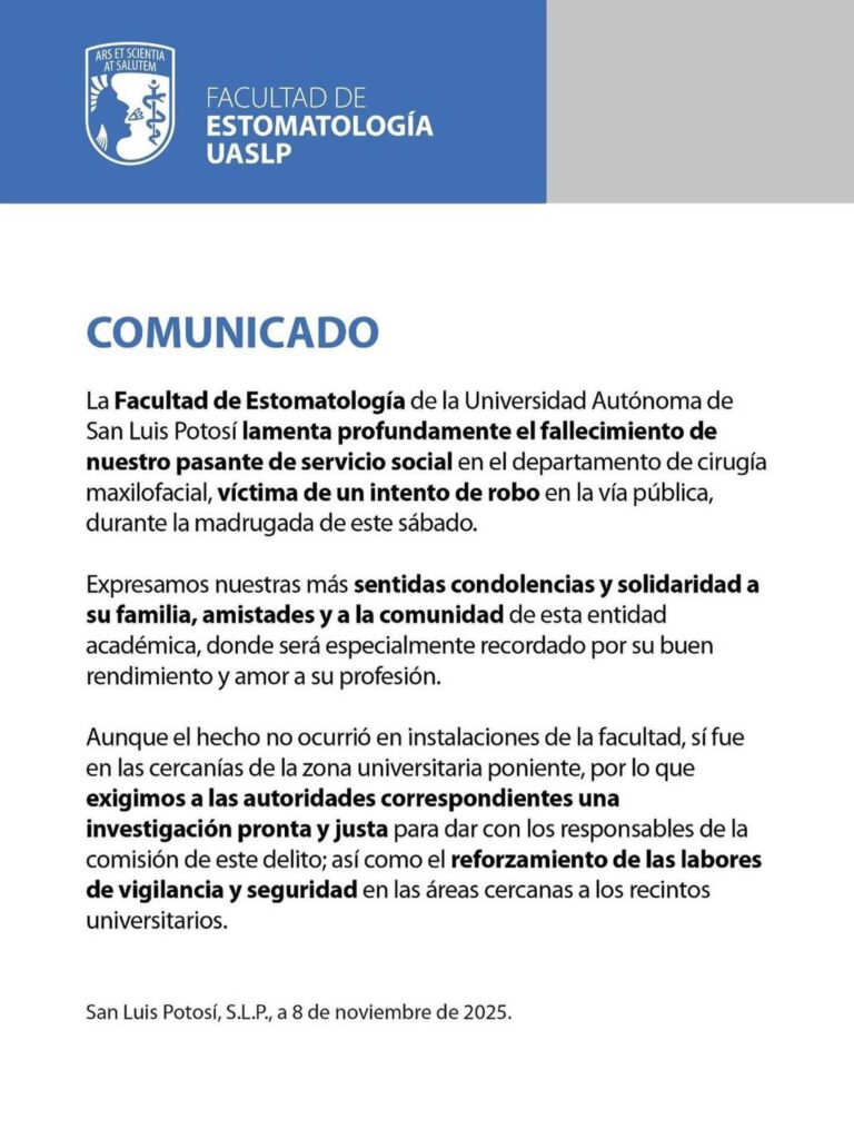 Asesinan a pasante de Estomatología durante un intento de robo cerca de la Zona Universitaria Poniente