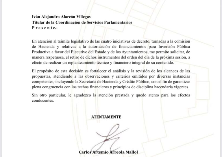 Retira Arreola iniciativas con las que pretendía abrir la puerta a Gobierno y alcaldías para “mega endeudarse”