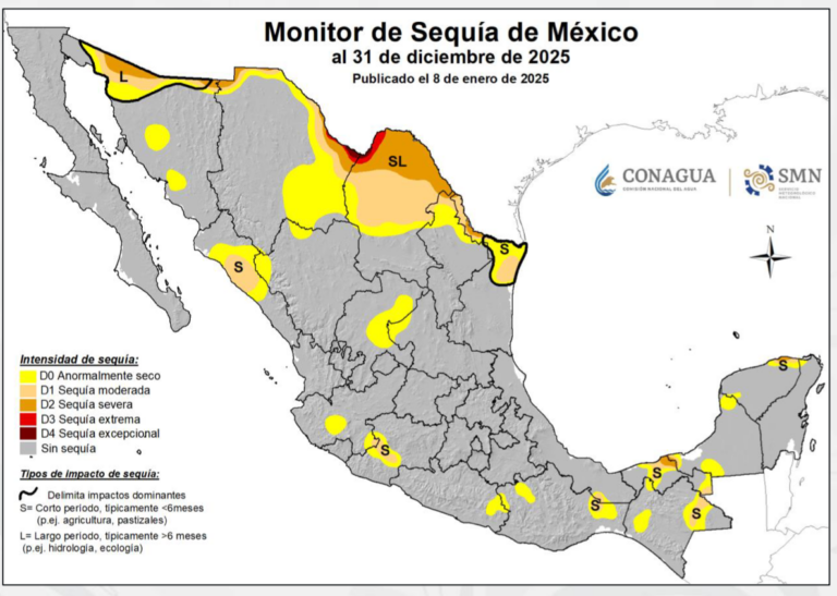 SLP cerró el 2025 con dos municipios anormalmente secos