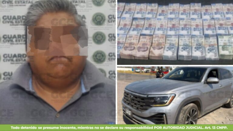 Arrestan a hombre que viajaba con 2.3 millones de pesos en efectivo