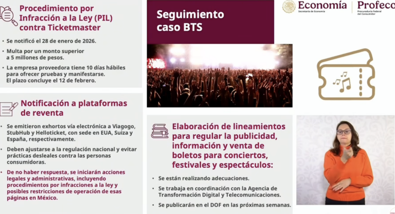 Profeco inicia procedimiento contra Ticketmaster por conciertos de BTS; la multa supera los 5 millones de pesos