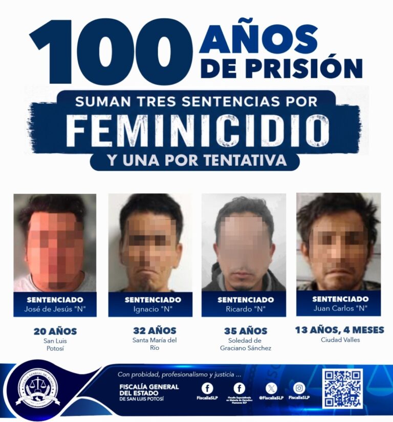 Suman sentencias contra feminicidas más de 100 años de prisión