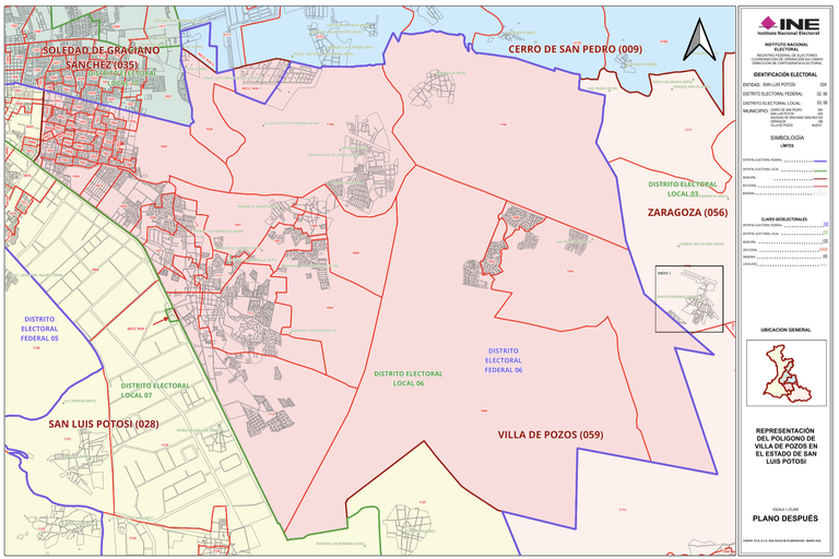 Nueva cartografía electoral de Villa de Pozos, ya publicada en el Diario Oficial de la Federación